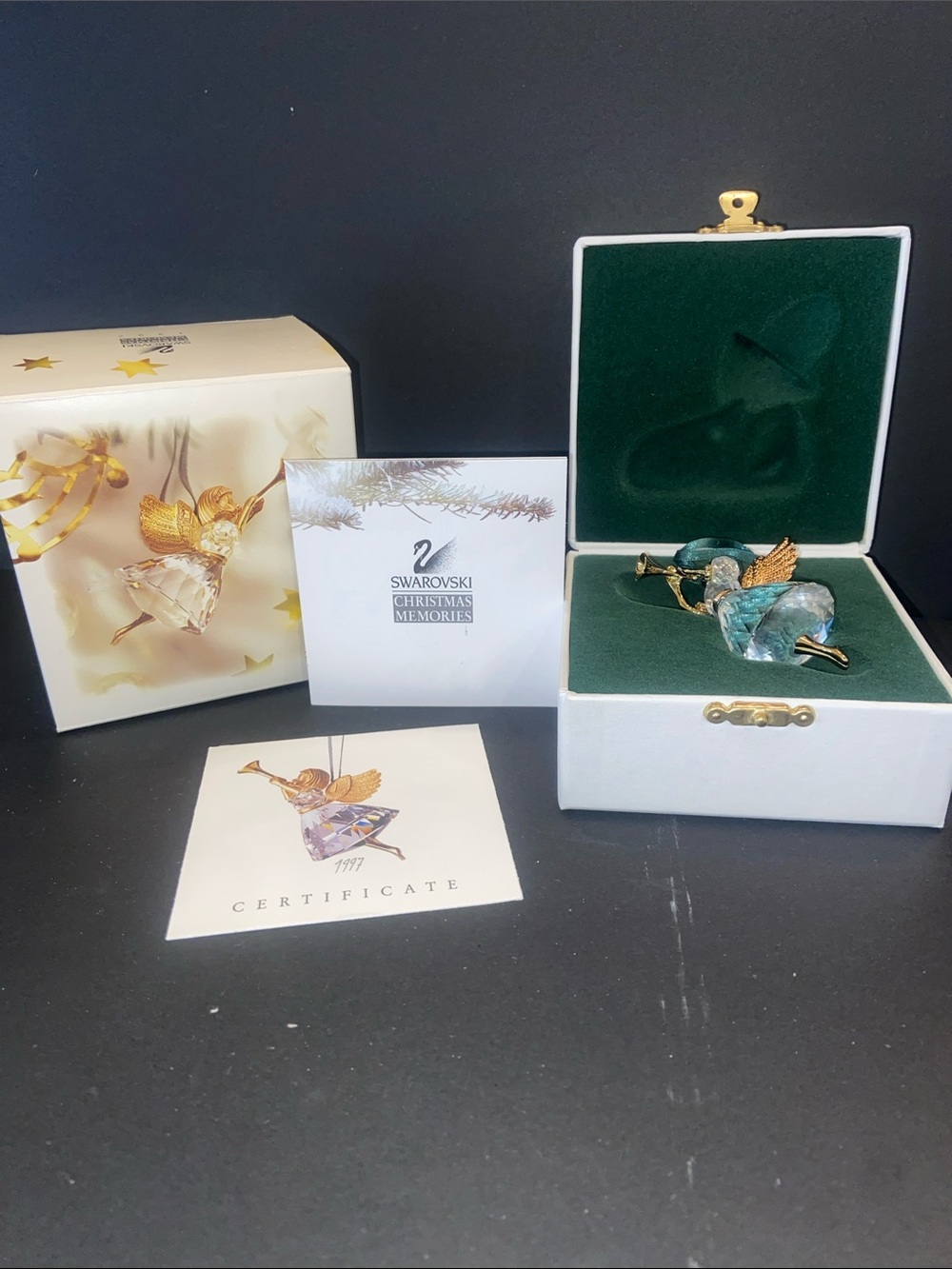 Swarovski Crystal Angel Ornament with Gold Wings